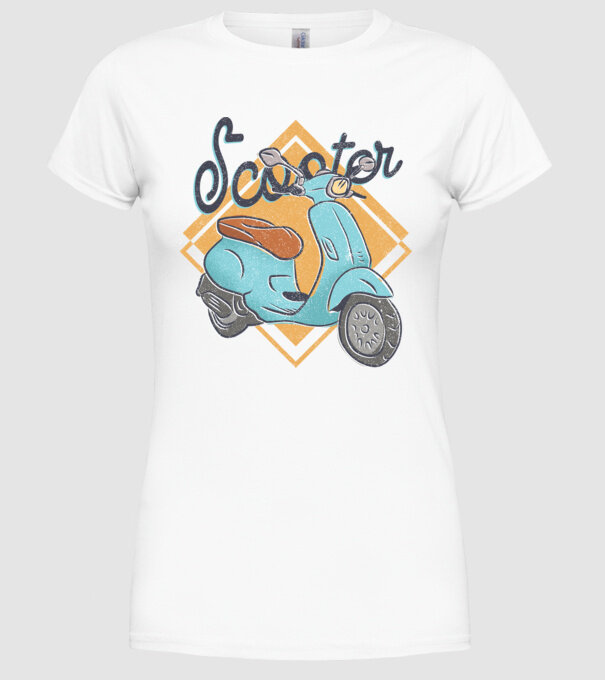 Scooter model alb pe tricou