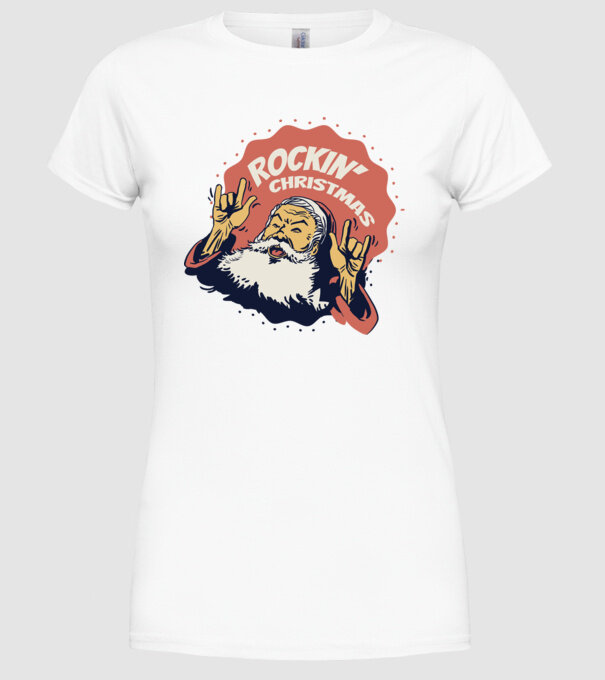 'Rockin'' Christmas Crăciun' model alb pe tricou