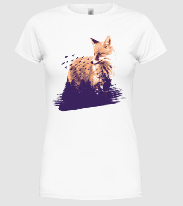 Vulpe Pădure model alb pe tricou