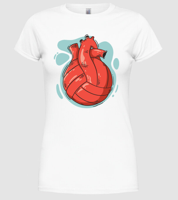 Inimă volei model alb pe tricou
