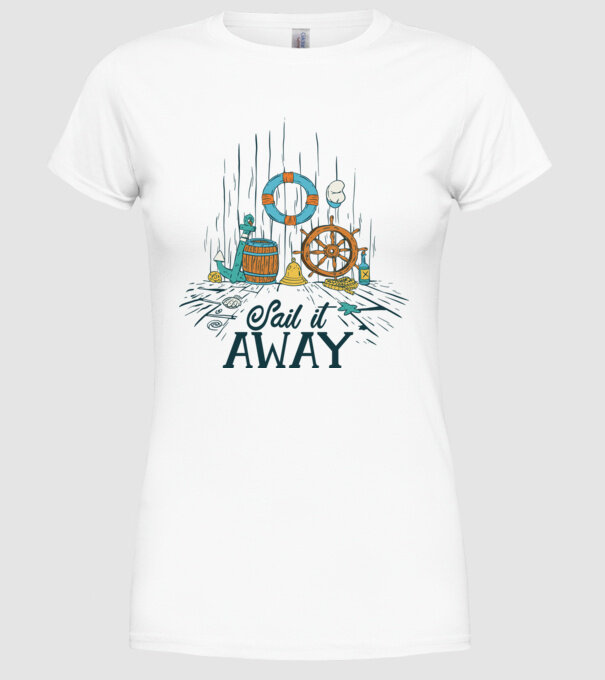 Sail it away model alb pe tricou