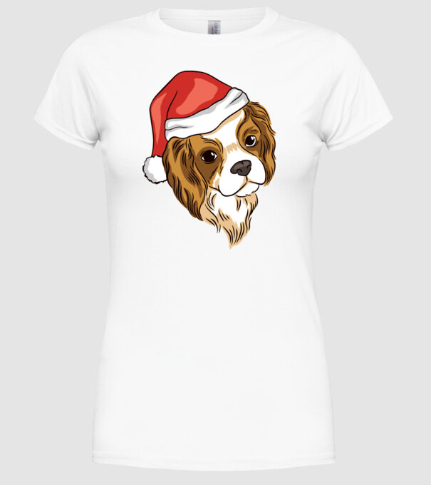 Santa Cocker Spaniel model alb pe tricou