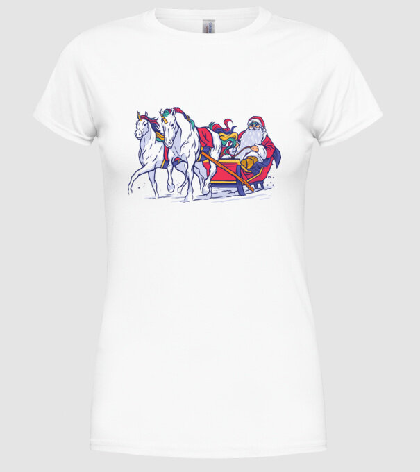 Santa Unicorn Moș Crăciun model alb pe tricou
