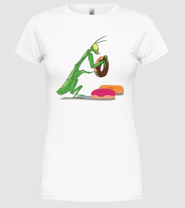 Lăcustă cu gogoașă model alb pe tricou