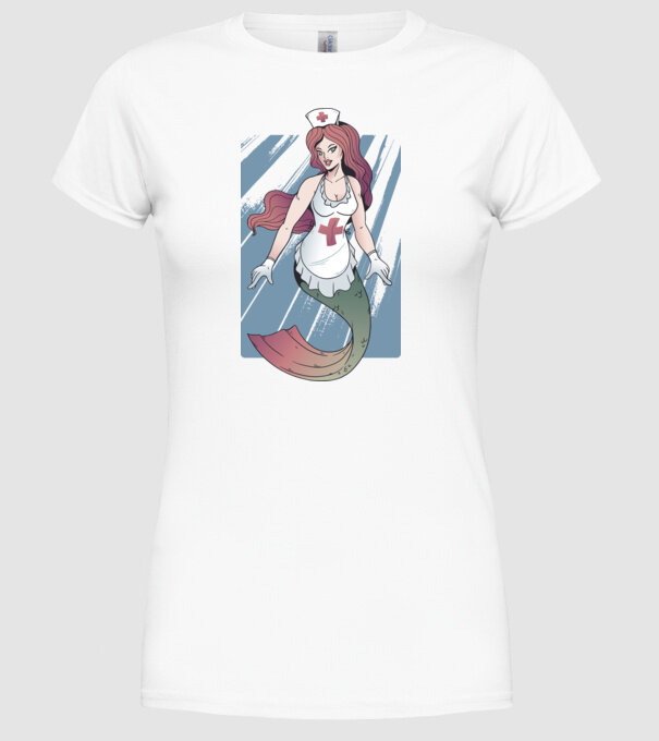 Infirmieră sirenă model alb pe tricou