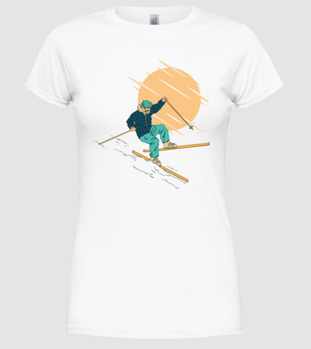 Căzătură schior model alb pe tricou