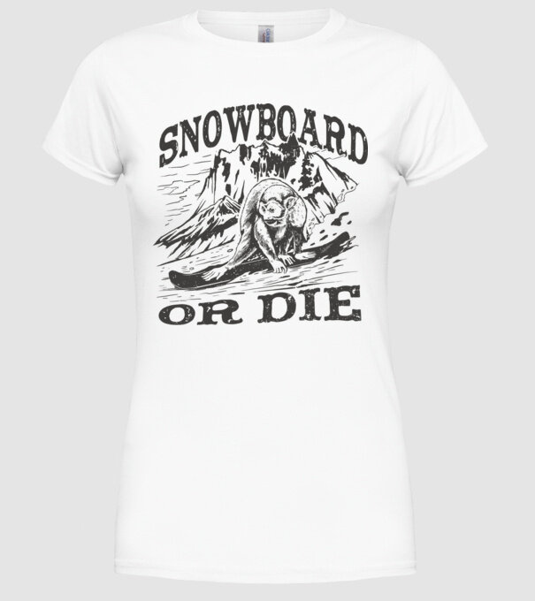 Maimuță Snowboarder model alb pe tricou