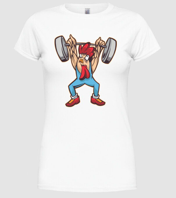 Pui Halterofil model alb pe tricou
