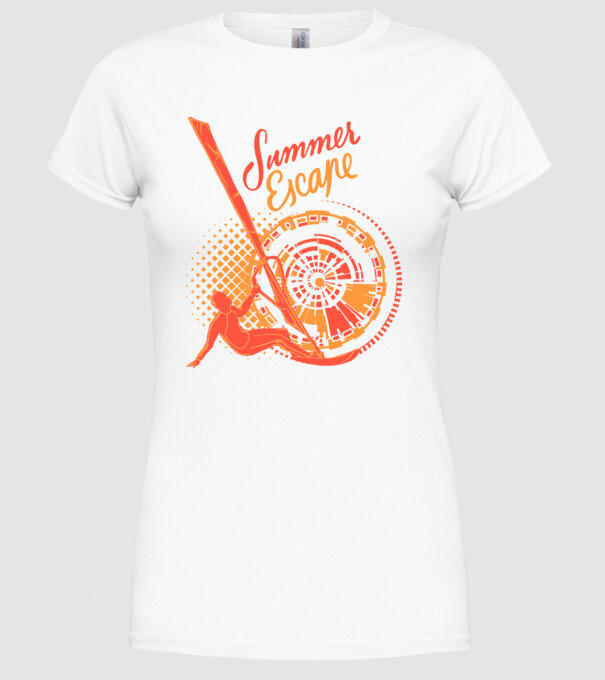Summer Escape Surf model alb pe tricou