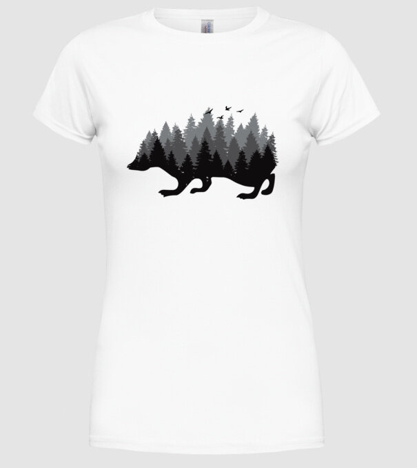 Siluetă Arici model alb pe tricou