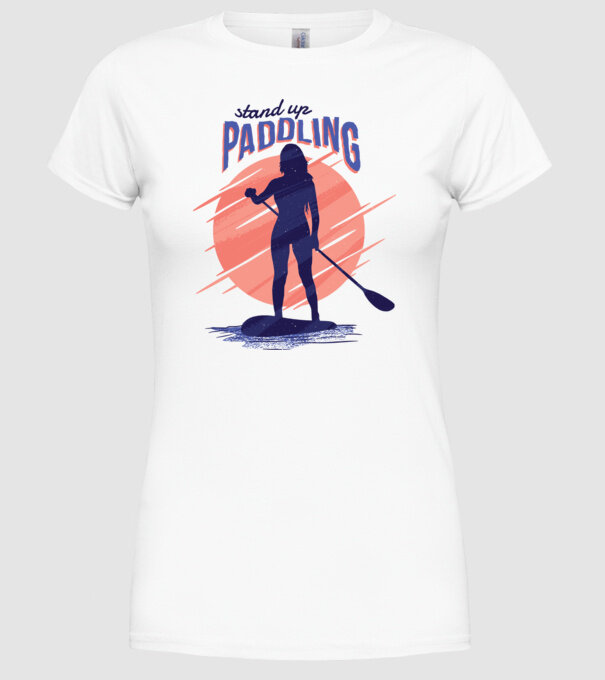 Tricou SUP Stand Up Paddle model alb pe tricou