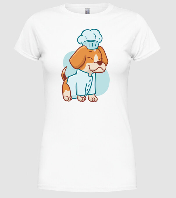 Beagle bucătar model alb pe tricou