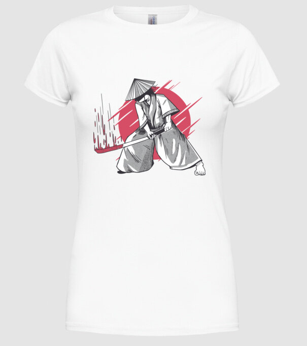 Sabie de samurai model alb pe tricou