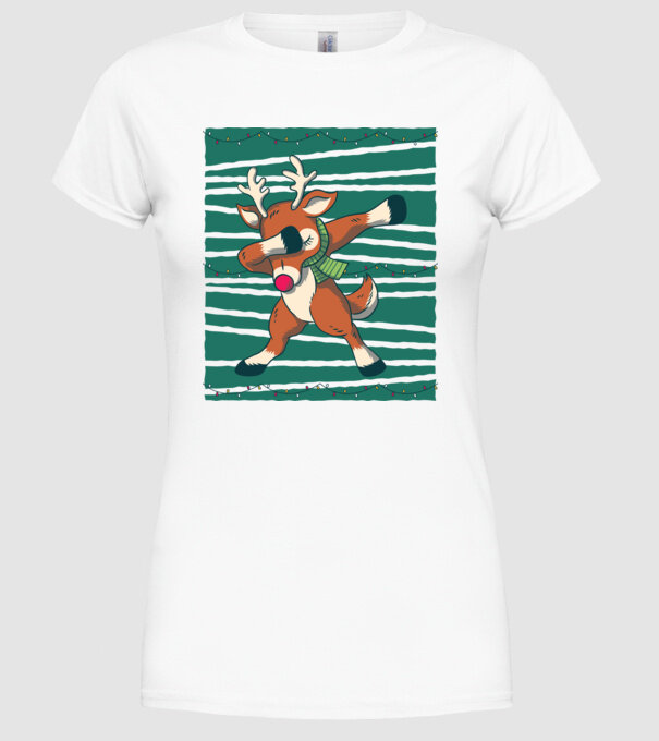 Ren DAB Crăciun model alb pe tricou