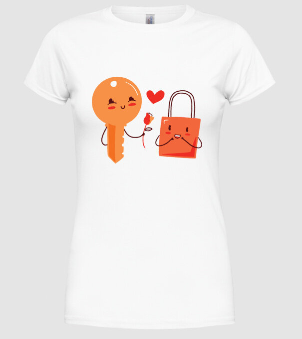 Lacăt Dragoste model alb pe tricou
