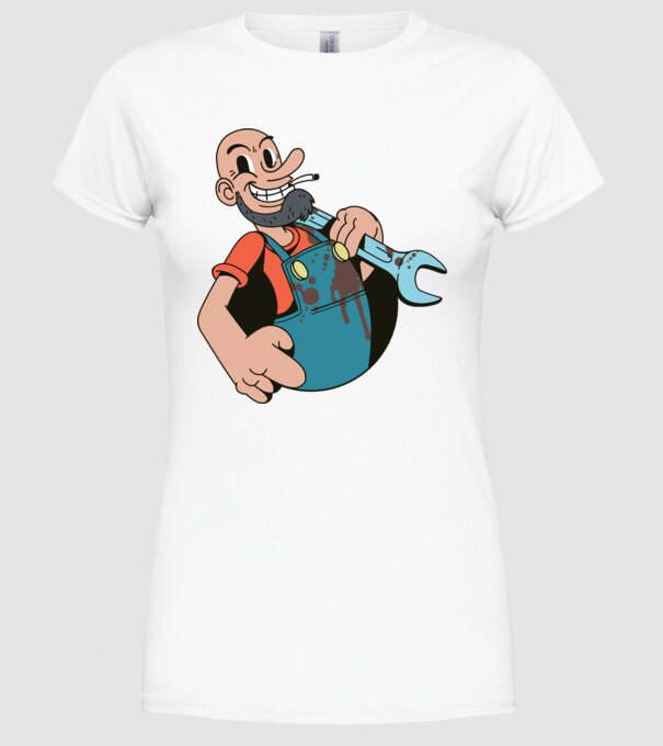 Instalator model alb pe tricou