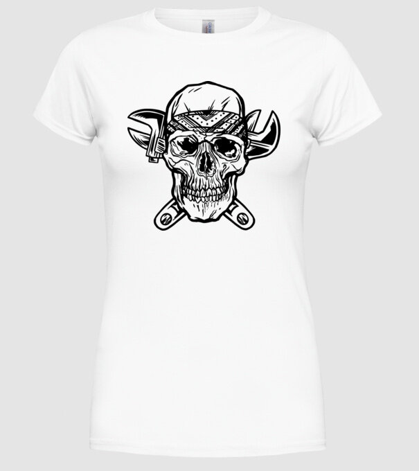 Craniu Instalator model alb pe tricou