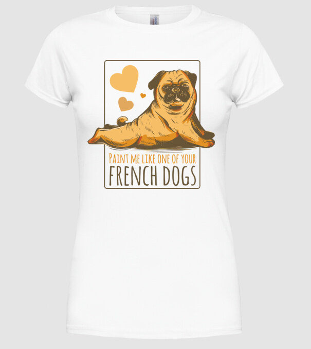 Mops sexy model alb pe tricou