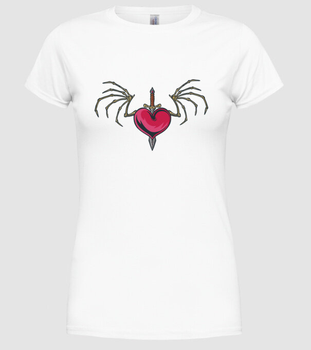 Inimă cu sabie model alb pe tricou