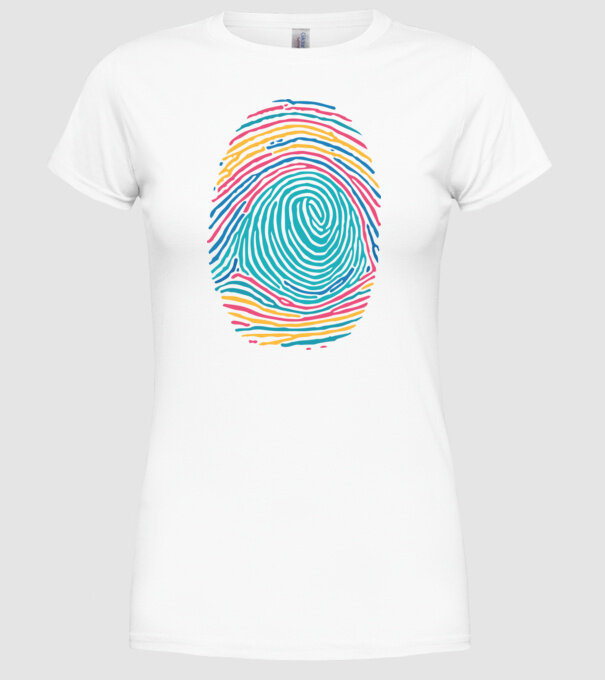 Amprentă curcubeu model alb pe tricou