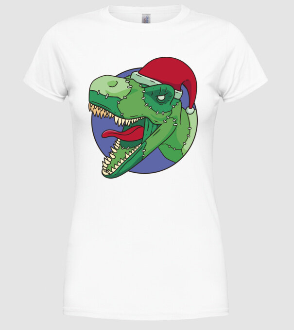 T-rex Santa model alb pe tricou