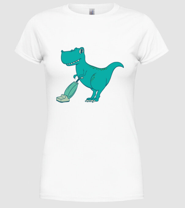 T-rex făcând curățenie model alb pe tricou