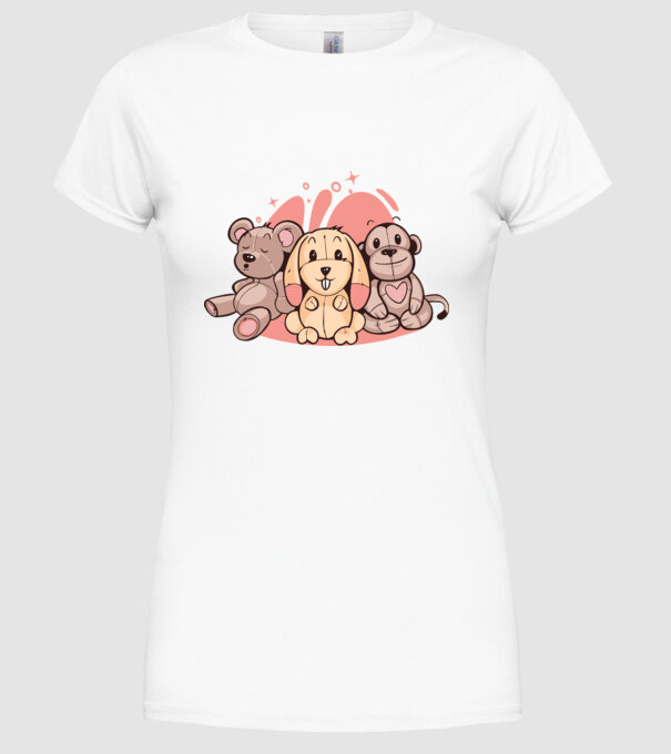 Animale Teddy model alb pe tricou