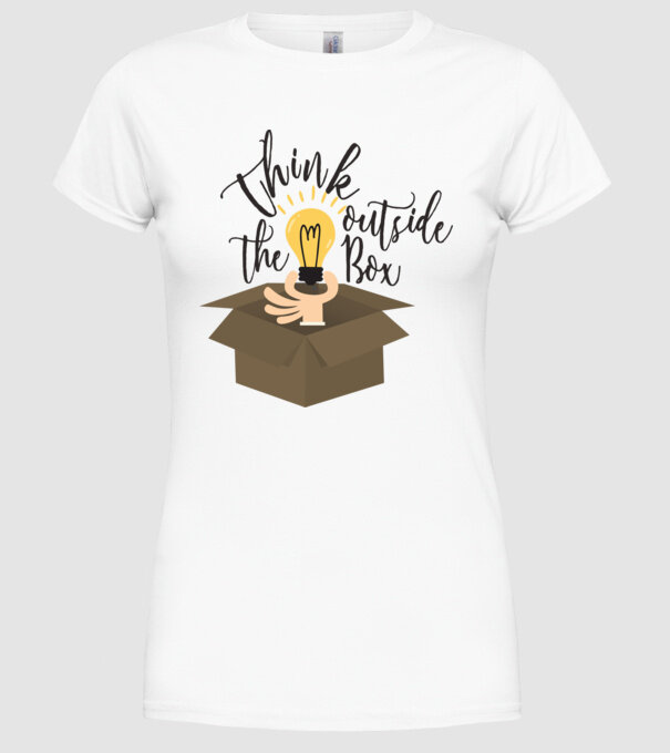 Think outside of the box model alb pe tricou