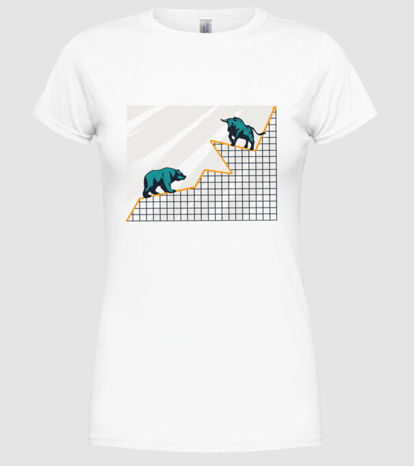 Bursa de Valori Taur vs Urs model alb pe tricou