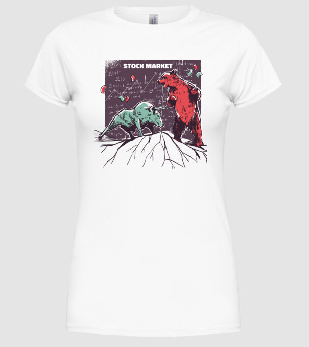 Bursa de Valori Taur vs Urs model alb pe tricou