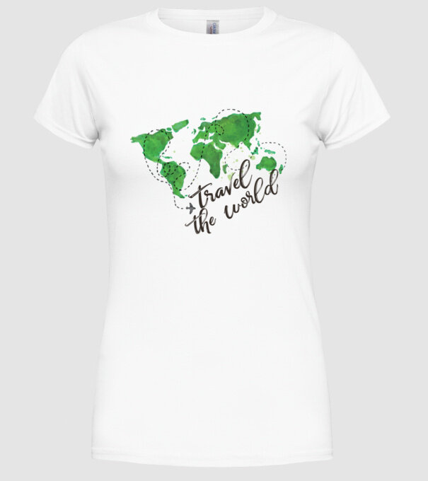 Travel the world model alb pe tricou