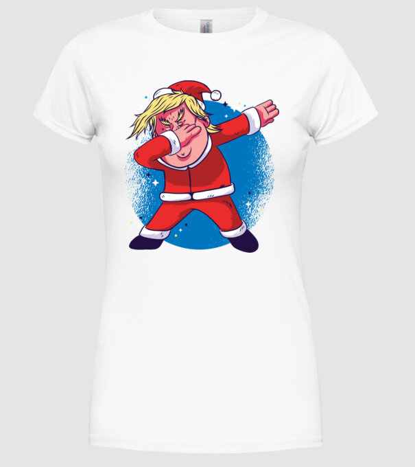 Trump Moș Crăciun dans DAB model alb pe tricou