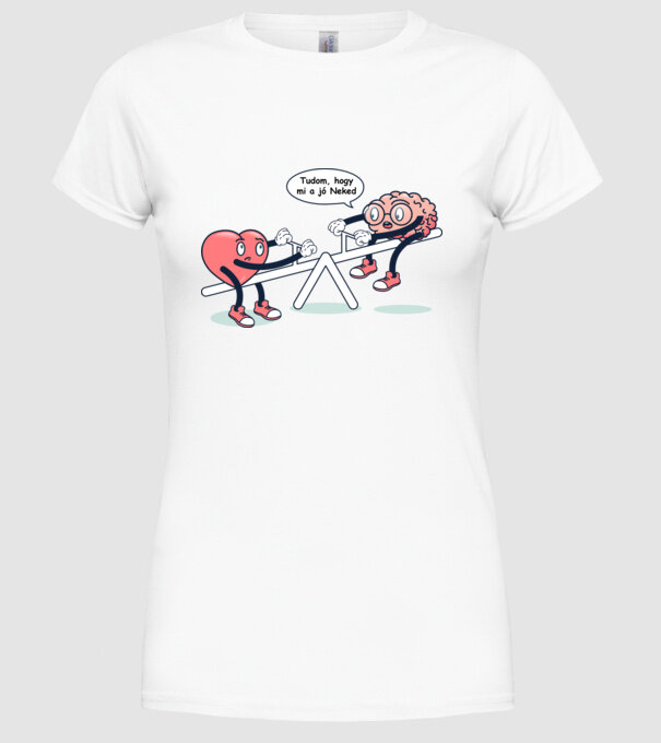 Știu ce este bine pentru tine - Creier vs Inimă model alb pe tricou
