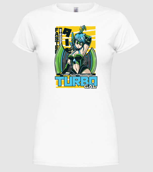Turbo Gal Anime model alb pe tricou