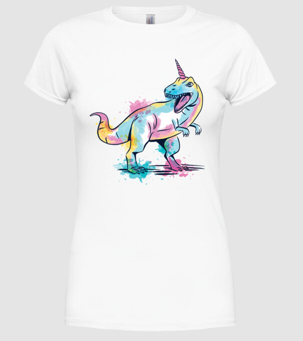 Unicornsaurus - Dinozaur Unicorn model alb pe tricou