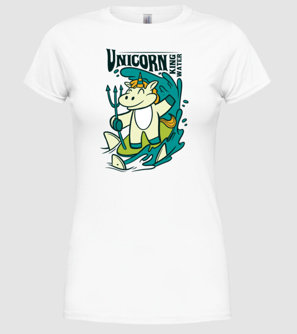 Unicorn regele apelor model alb pe tricou