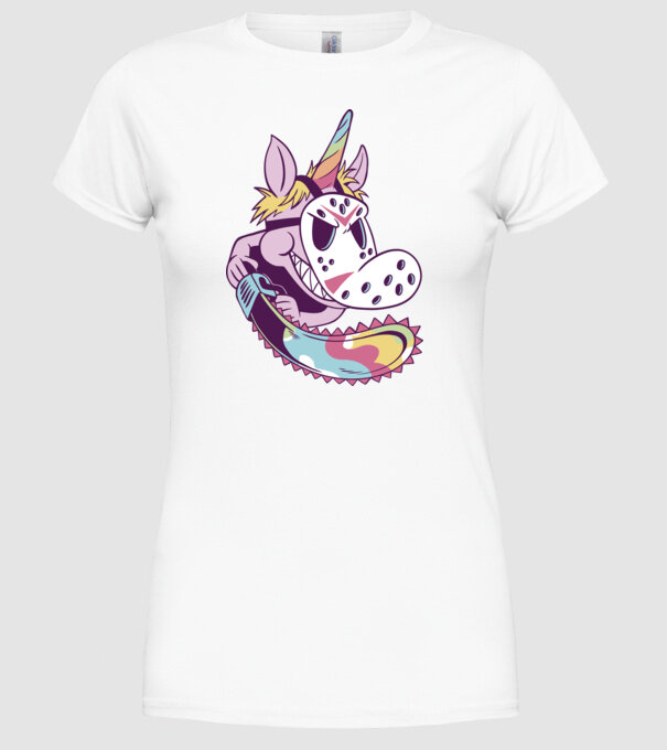 Unicorn Mască Jason Halloween model alb pe tricou