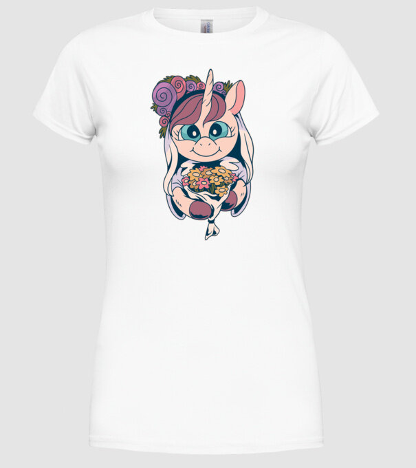 Unicorn Mireasă model alb pe tricou