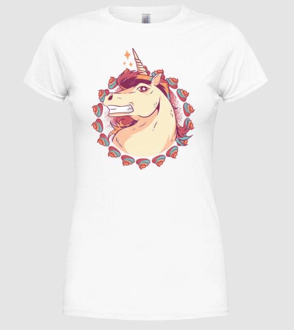 Unicorn Mullet model alb pe tricou