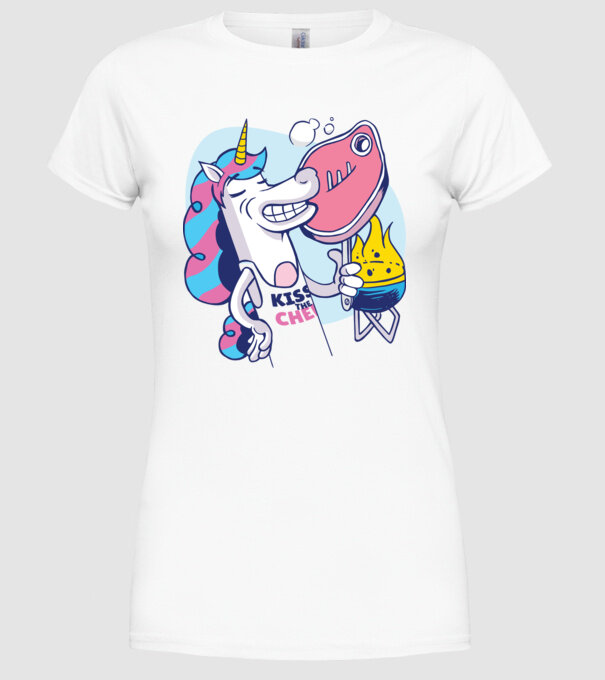 Unicorn Steak BBQ model alb pe tricou