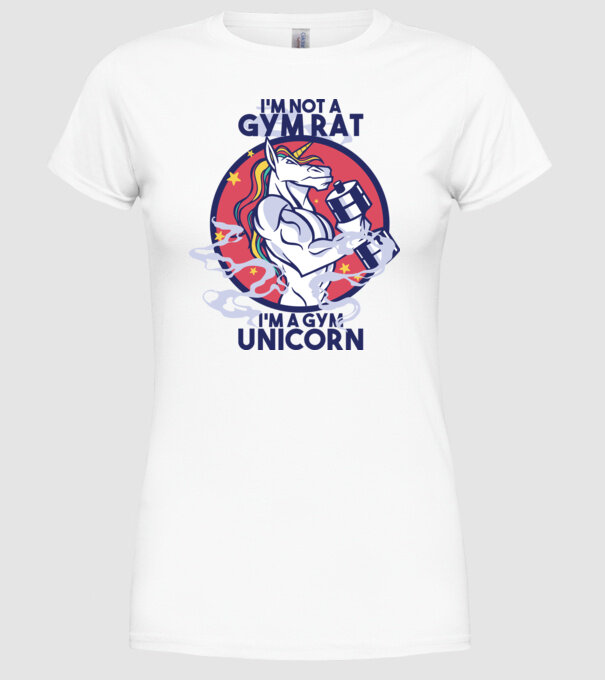 Unicorn antrenament cu haltere model alb pe tricou