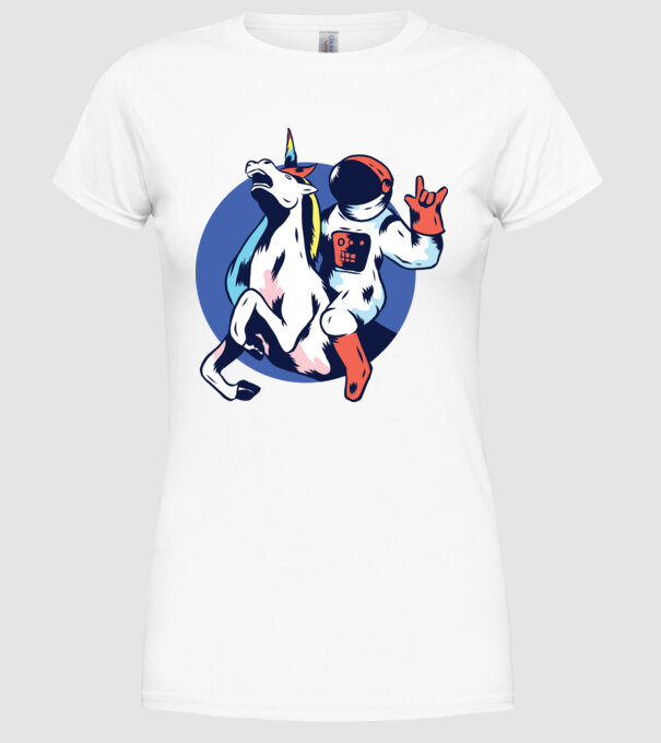 Unicorn Astronaut model alb pe tricou