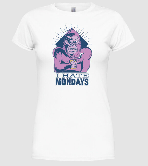 Urăsc zilele de luni model alb pe tricou