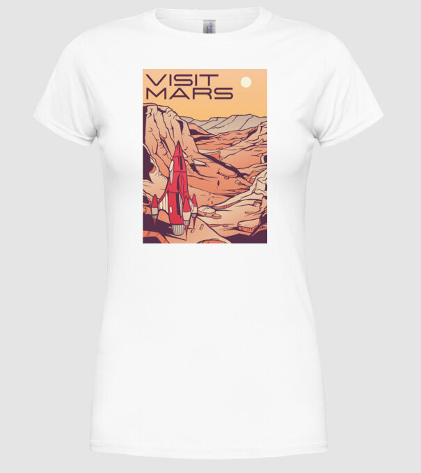 Călătorie pe Marte afiș model alb pe tricou