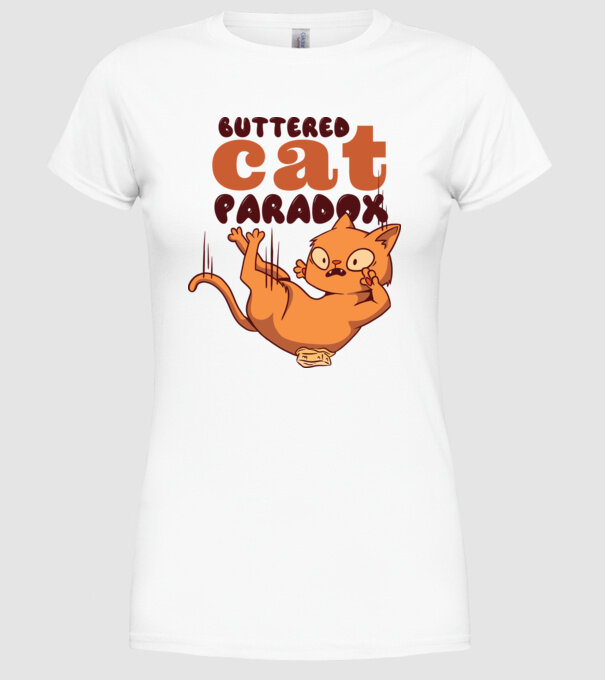 Paradox pisică cu unt model alb pe tricou