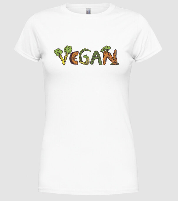 Inscripție legume vegan model alb pe tricou