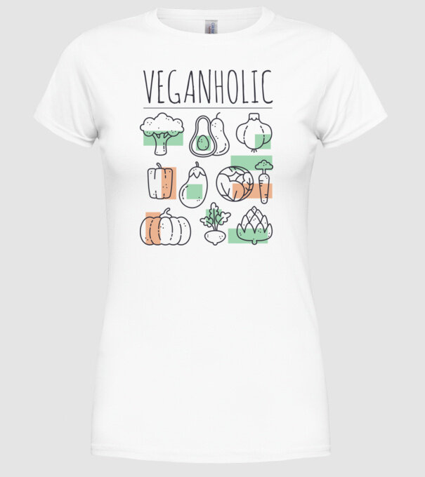 Veganholic model alb pe tricou