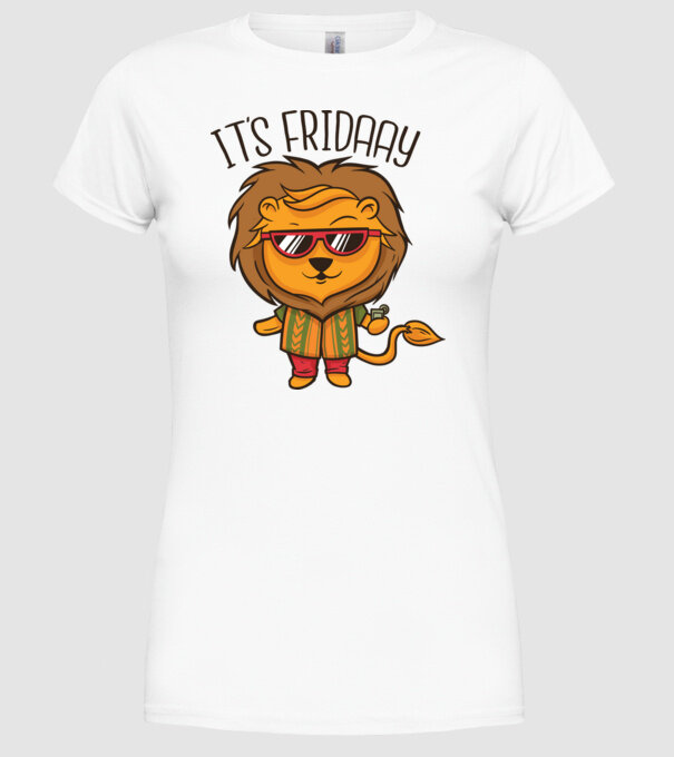 În sfârșit, vineri Leu model alb pe tricou