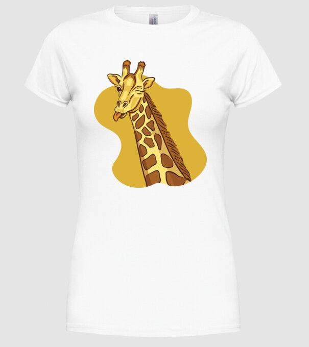 Girafă amuzantă model alb pe tricou