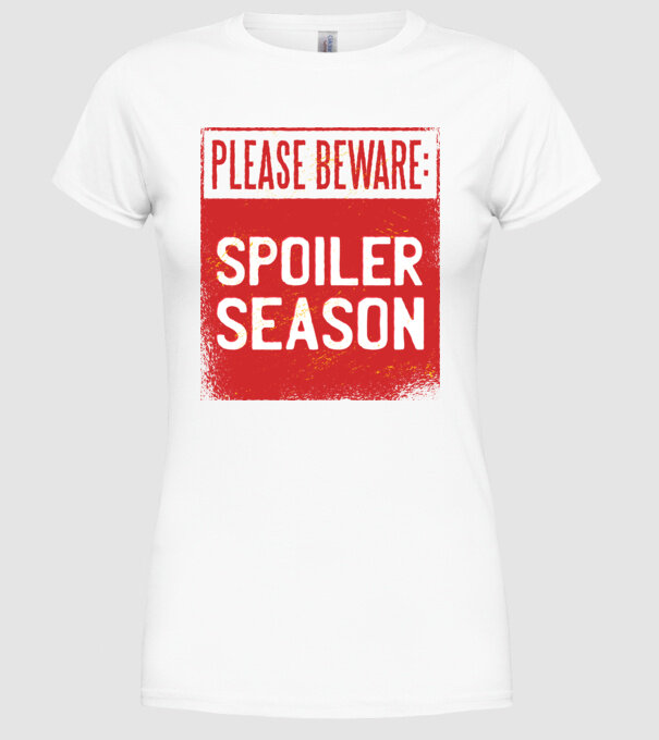 Atenție! Pericol de spoiler model alb pe tricou